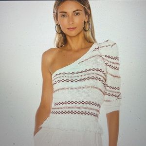 House of Harlow x Revolve Tamika One Shoulder Ribbed Knit top